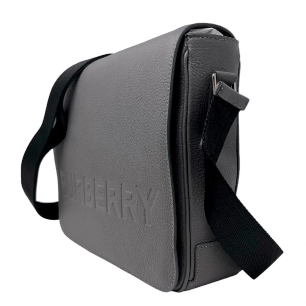 Burberry Leather Embossed Logo Unisex Messenger Bag